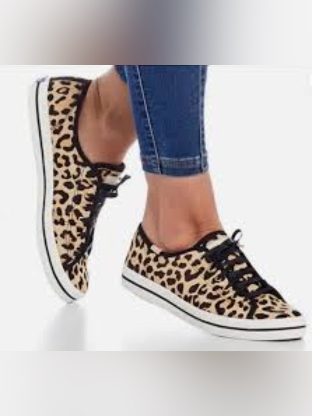 Keds x Kate Spade New York Kickstart leopard print calf hair sneakers size 7